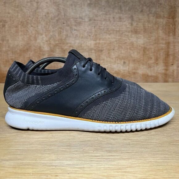 Cole Haan 2.ZeroGrand Men Size 10.5 M Shoes Gray White Saddle Knit Oxford Derby - Picture 1 of 8